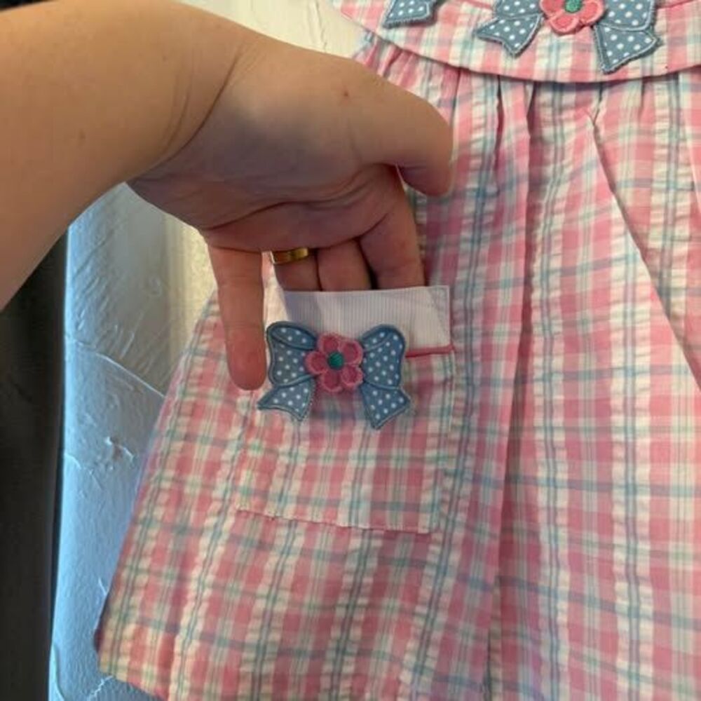 Vintage Samara plaid gingham bow dress and bloomers NWT Sz 18 months - Picture 3 of 7